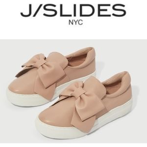 J/Slide Leather Bow  Platform Pink Sneakers